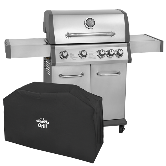 Sealey Dellonda DG231 4+1 Burner Deluxe Gas BBQ Grill with Piezo Ignition & Thermometer & Cover - Stainless Steel