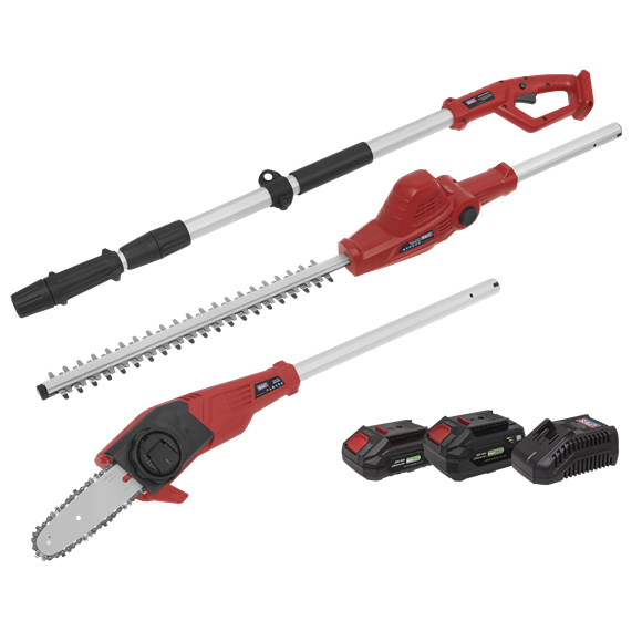 Sealey CP20VTPCOMBO SV20 Series Cordless Telescopic Hedge Trimmer & Chainsaw Kit 20V - 2 Batteries