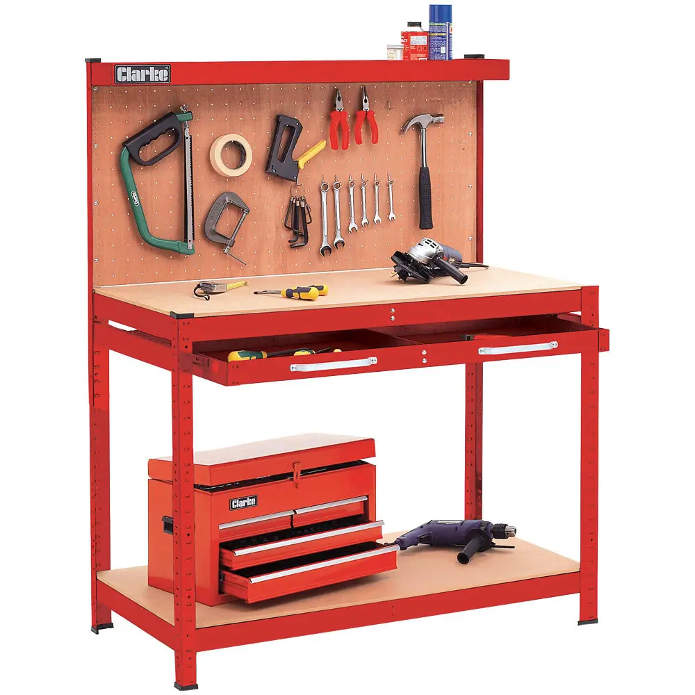 Clarke CWB-R1B Workbench with Pegboard Back Panel & Large Drawer CWB-R1B / 5016086249627 