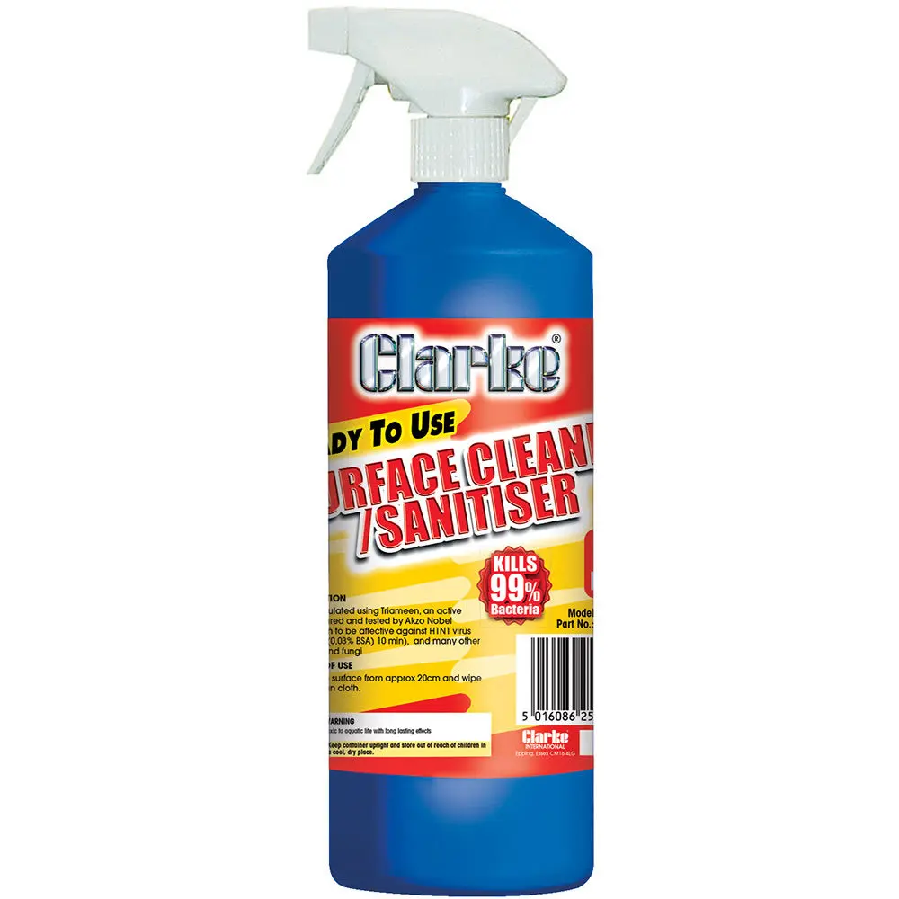 Clarke CS1 Surface Cleaner/Sanitiser 1 Litre Spray Bottle 3051130 / 5016086252351