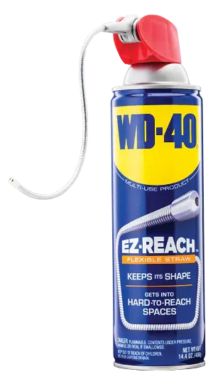 WD-40® EZ-REACH® Multi-Use with an 8-inch flexible straw that bends and keeps its shape to get into hard-to-reach places.