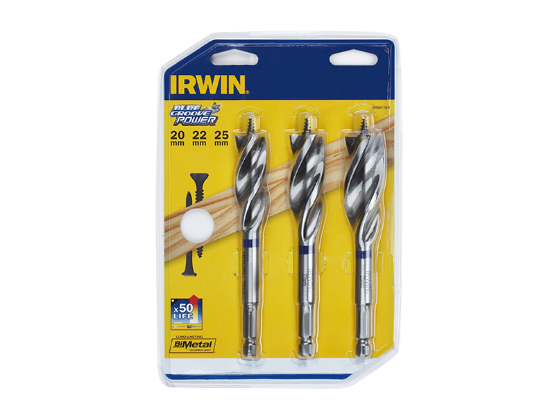 Blue Groove Wood Power Bit Set, 3 Piece 20 22 & 25mm