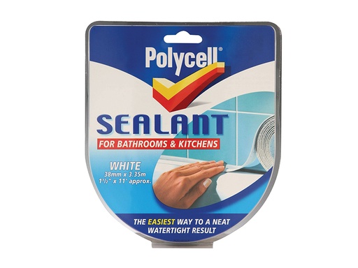 [PLCSSBKWH41] Sealant Strip Kitchen / Bathroom White 41mm