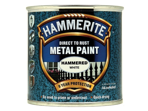 [HMMHFW250] Direct to Rust Hammered Finish Metal Paint White 250ml
