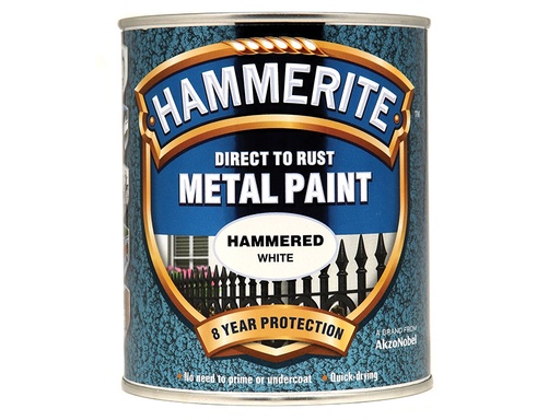 [HMMHFW750] Direct to Rust Hammered Finish Metal Paint White 750ml