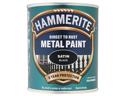 [HMMSATBL750] Direct to Rust Satin Finish Metal Paint Black 750ml