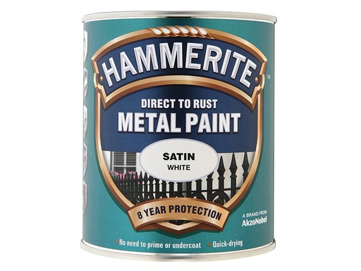 [HMMSATW750] Direct to Rust Satin Finish Metal Paint White 750ml