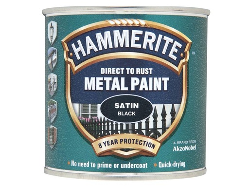 [HMMSFSB250] Direct to Rust Satin Finish Metal Paint Black 250ml