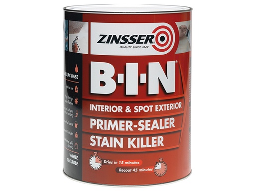 [ZINBIN1L] B.I.N® Primer, Sealer & Stain Killer Paint White 1 litre