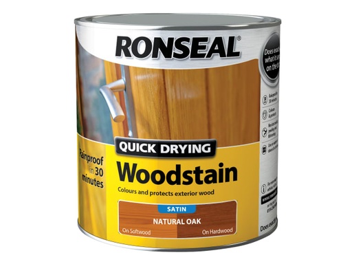 [RSLQDWSNO25L] Quick Drying Woodstain Satin Natural Oak 2.5 litre