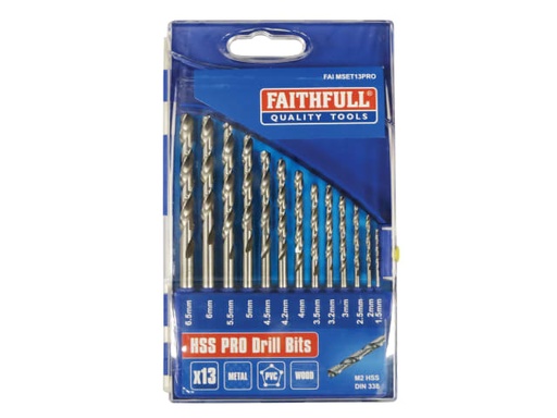 [FAIMSET13PRO] Professional HSS Jobber Drill Bit Set, 13 Piece (1.5 - 6.5mm)