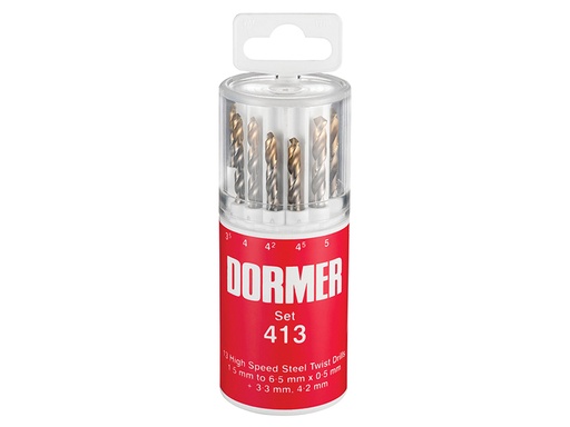[DORA094413] A094 No.413 HSS TiN Coated Drill Set of 13 1.5- 6.50mm x 0.5mm