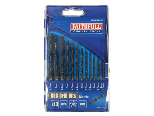 [FAIM13PSET] HSS Jobber Drill Bit Set, 13 Piece (1.5-6.5mm)