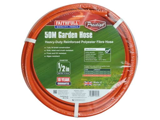 [FAIHOSE50PRE] Prestige Heavy-Duty Garden Hose 50m 12.5mm (1/2in) Diameter