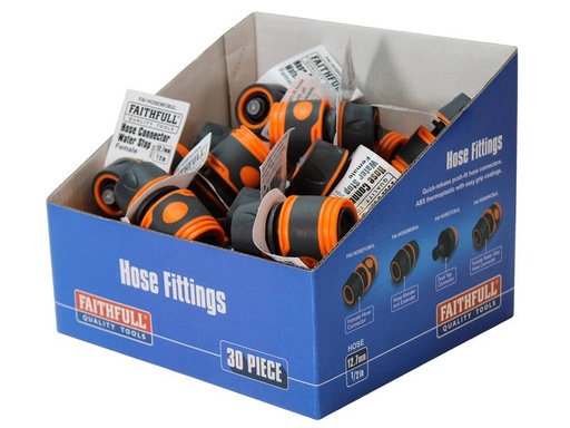 [FAIHOSEWCBUL] Plastic Water Stop Hose Connector 1/2in (Box 30)