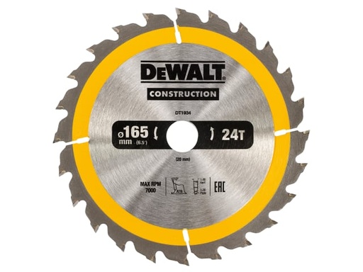 [DEWDT1934QZ] Portable Construction Circular Saw Blade 165 x 20mm x 24T
