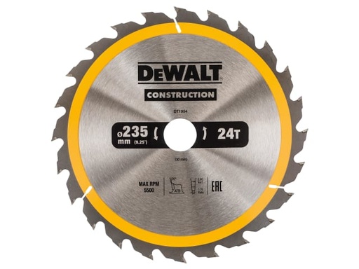 [DEWDT1954QZ] Portable Construction Circular Saw Blade 235 x 30mm x 24T
