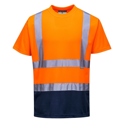 S378 Two Tone T-Shirt - Orange/Navy