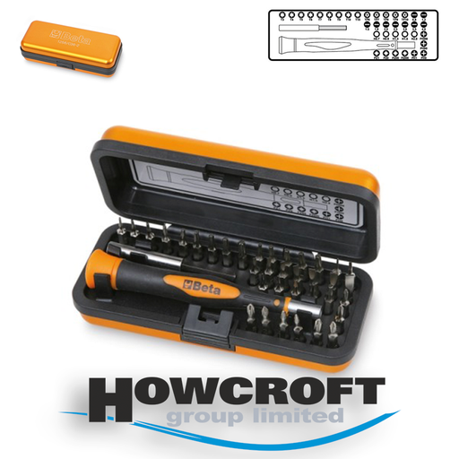 [1256/C36-2] BETA Tools 1256/C36-2 Bi-material micro screwdriver with 36 interchangeable 4-mm bits and magnetic extension