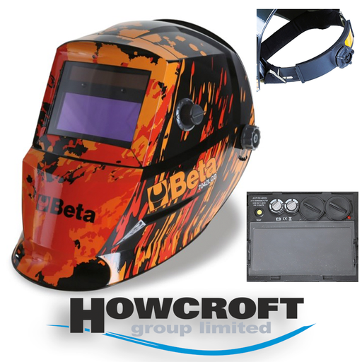 [7042LCD] BETA Tools 7042LCD Auto-darkening LCD mask, for electrode welding; MIG/MAG; TIG and plasma. Solar cells power supply and lithium batteries for outstanding LCD filter life