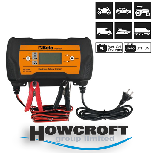 [1498/25A] BETA Tools 1498/25A Electronic multipurpose universal battery charger, 12-24V