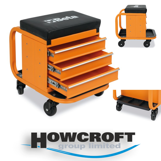 [2258N-O] Beta Tools 2258N-O Heavy-duty creeper with tool chest, 3 drawers on castors
