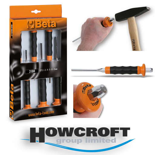 [31BM/D6] Beta Tools 31BM/D6 Set of 6 pin punches with handles, 2-3-4-5-6-8 mm
