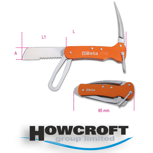 [1778X] Beta Tools 1778X Knives for nautical maintenance, stainless steel blades, aluminum handles in case
