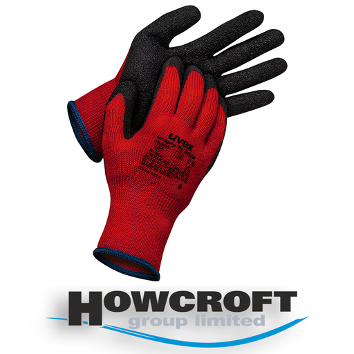[PL 6628 RD] uvex unigrip PL 6628 RD PE knitted PPE safety gloves with rough latex coating cut protection, Available in sizes: 7 -11