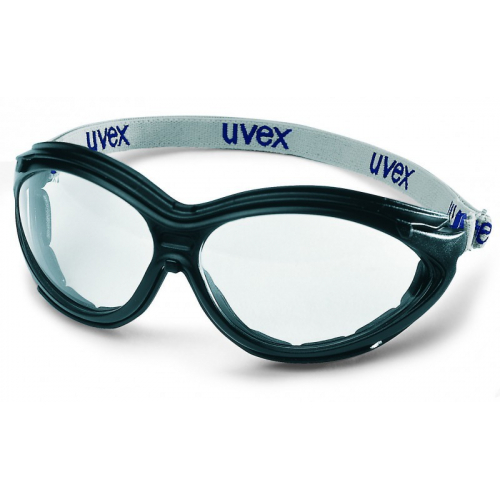 [9188121] uvex 9188121 cyber guard black/grey with head strap clear supravision plus PPE Safety Glasses
