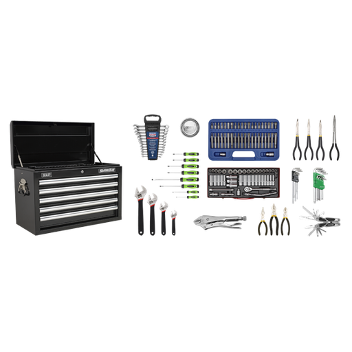 [AP33059BCOMBO] Sealey AP33059BCOMBO Superline Pro Tool Box Storage - Topchest 5 Drawer with 139pc Tool Kit - Black