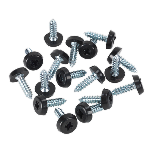 [PTNP3] Sealey PTNP3 Numberplate Screw with Plastic Enclosed Head 4.8 x 18mm, Black - Pack of 50