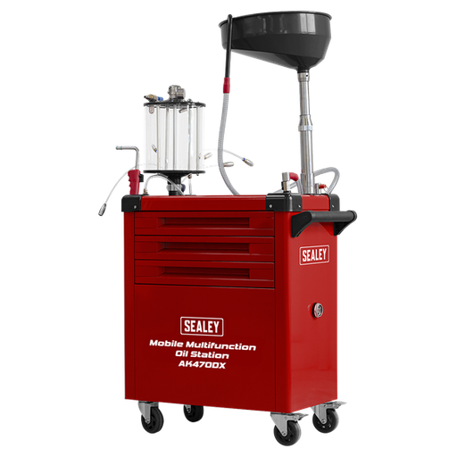 [AK470DX] Sealey AK470DX Automotive Vehicle Mobile Multifunction Oil Station - 70L Sump tank with 61pc Tool Set. Five oil suction probes for extracting used oil from most vehicle dipsticks