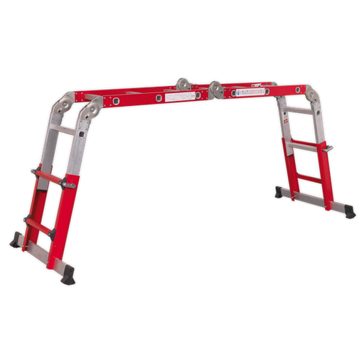 [AFPL2] Sealey AFPL2 Aluminium 4-Way Multipurpose Adjustable-Height Ladder - EN 131