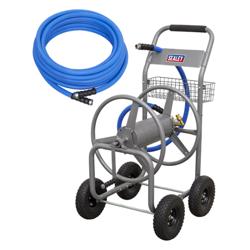 [HRKIT30] Sealey HRKIT30 Heavy-Duty Hose Reel Cart with 30m Heavy-Duty Ø19mm Hot & Cold Rubber Water Hose