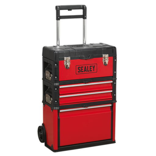 [AP548] Sealey AP548 Mobile Steel / Composite Toolbox with 3 Compartments & heavy-duty wheels. Separates into three units
