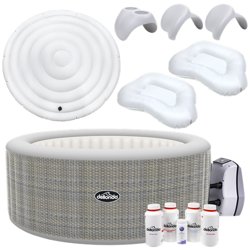 [DL101] Sealey DL101 4-6 Person Luxury Inflatable Hot Tub/Spa with Smart Pump & Starter Kit - Rattan Effect