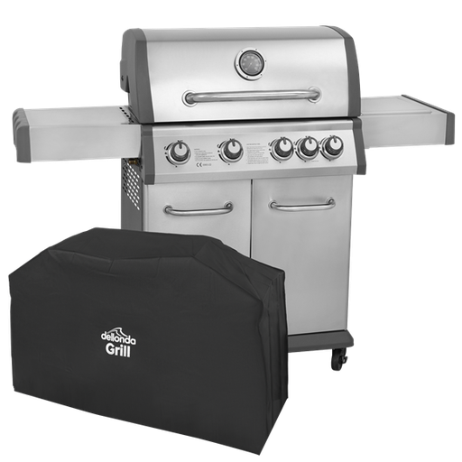 [DG231] Sealey Dellonda DG231 4+1 Burner Deluxe Gas BBQ Grill with Piezo Ignition & Thermometer & Cover - Stainless Steel