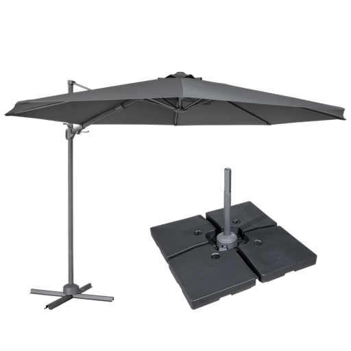 [DG272] Sealey Dellonda DG272 Cantilever Parasol with 360° Rotation, Tilt, Cover & Base 3m - Grey