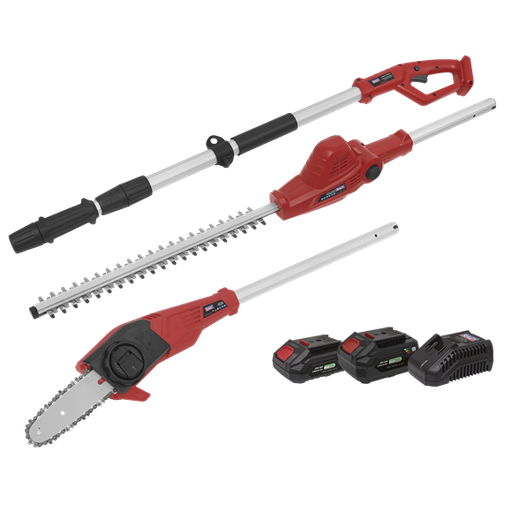 [CP20VTPCOMBO] Sealey CP20VTPCOMBO SV20 Series Cordless Telescopic Hedge Trimmer & Chainsaw Kit 20V - 2 Batteries