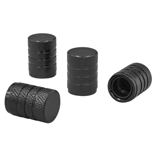 [VCB4] Sealey VCB4 Aluminium Valve Cap 4pc - Black Anodised