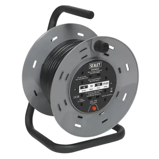 [BCR153T] Sealey BCR153T 15m Cable Reel with Thermal Trip 4 x 230V